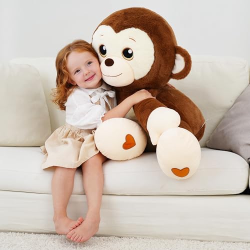 AmyToo Giant Monkey Stuffed Animal, Big Monkey Plush, Large Plush Toy for Girl Boy, Birthday Valentine's Gifts for Girlfriend, Kids, Toddler, Age 3-8, Brown — view 6