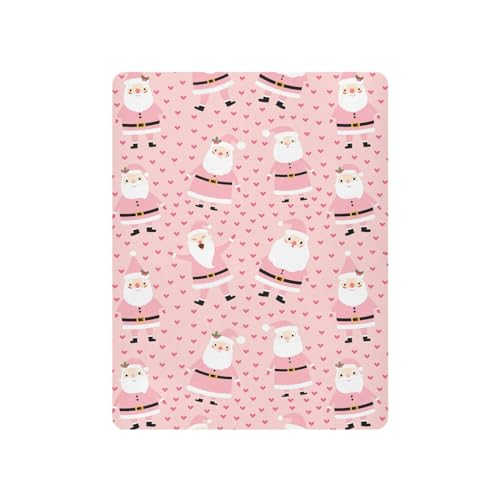 Image of Christmas Pink Santa Crib Sheets Soft Breathable Fitted Baby Playard Sheets Mattress Cover for Girl Boys, 39 inch x 27 inch x 5 inch