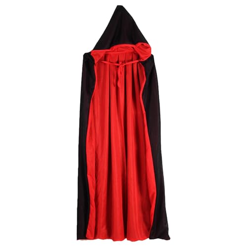Roter Umhang, 140cm Vampir Kostüm Damen, Umhang Schwarz Doppelseitig Halloween Umhang Für Erwachsene, Vampir Cape Für Karneval Und Cosplay
