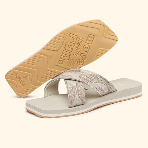 Image of YOHO Flats for Women | Lightweight, Anti-Skid, Cushioned Footbed Flip Flops | Casual & Fashionable for Everyday Use EVA Sandals 002