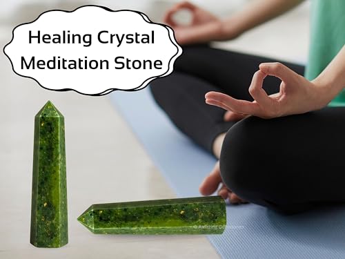Image of Amazing Gemstone Green Jade Crystal Towers - Natural Healing Crystal Point Obelisk for Reiki Healing and Crystal Grid (2 inch to 3 inch INCH)