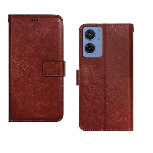 Image of amazon basics Moto G96 5G Flip Cover | Card Pockets Wallet & Stand | Flip Cover for Moto G96 5G (Brown)