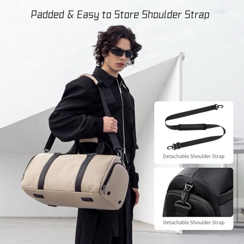Image of Arctic Hunter Duffle Bag for Travel Gym Nylon 30L Office Hand Bag for Men Women Multiple-Pocket Nylon Water-Repellent Sports Duffel Bag with Shoes Compartment & Detachable Shoulder Strap (Khaki)