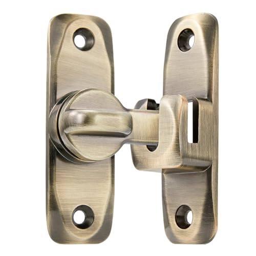 Image of INIRET Barn Door Latches,Bronze 90 /180 Degree Gate Lock,Zinc Alloy Right Angle Door Lock Latch,Flip Gate Latches Hardware,Door Security Sliding Door Latch Lock fo Cabinets,Bathroom,Barn Door