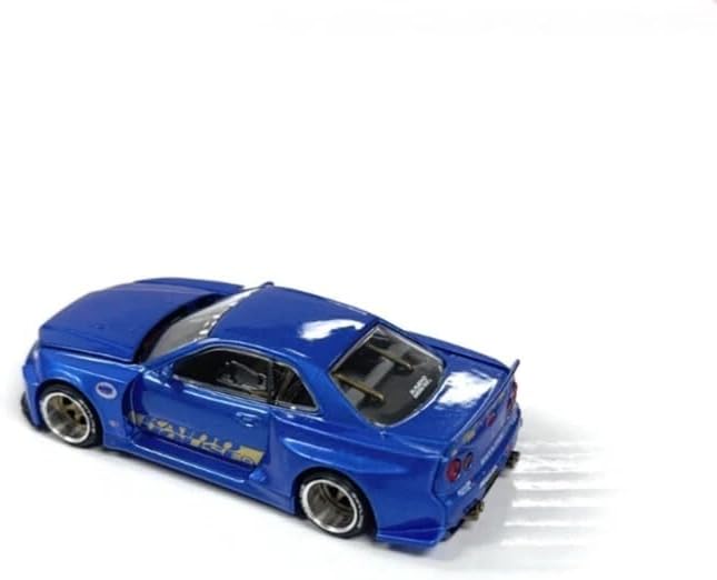 Diecast Model Car Compatible with Kaido House x Mini GT 1:64 Nissan Skyline GT-R (R34) Kaido Works (V2 Aero) Shinjuku V2 Blue Limited Edition KHMG158