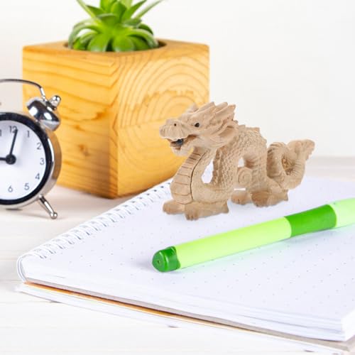 Estatua de dragón de madera para escritorio miniatura 6