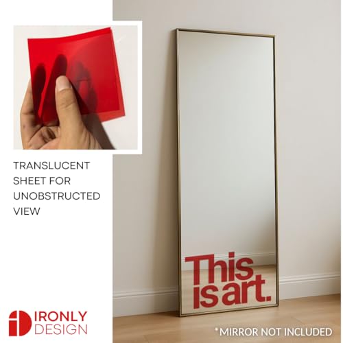 Image of Sticker for Glass & Mirrors| Minimal Vinyl Decal for Bedroom Bathroom & Cafe | Self-Adhesive Waterproof Quote Aesthetic Mirror Sticker | No Mirror Included (This is Art., Large, Transparent Red)