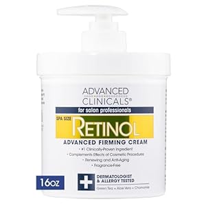 Advanced Clinicals Retinol Cream. Spa Size for Salon Professionals. Moisturizing Formula Penetrates Skin to Erase the Appearance of Fine Lines & Wrinkles. Fragrance Free. 16oz