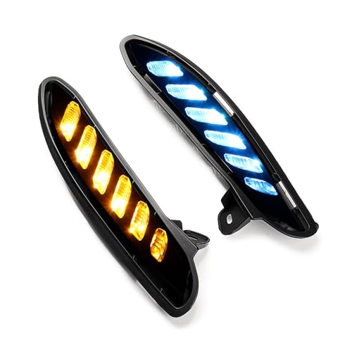 Anzios Compatible with 2021-2022 Toyota Venza 2X 72W All-in-One White/Amber/Blue Flashing Daytime Running Light City Turn Signal Lamp DRL Amber-OFF