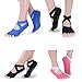 Hylaea Yoga Socks for Women with Grip & Non Slip Toeless Half Toe Socks for Ballet Pilates Barre Dance (3 Pairs (Black Watermelon Blue), 7.5-9.5, numeric_7_point_5)