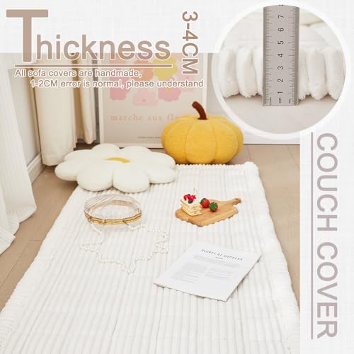 Awjcsv Couch Cover for Dogs Washable, Fuzzy Pet Couch Covers for 3 Cushion Sofa Pet Friendly, Non Slip Sofa Cover (White, 27.6" x 59"/70 x 150cm) - Image 5