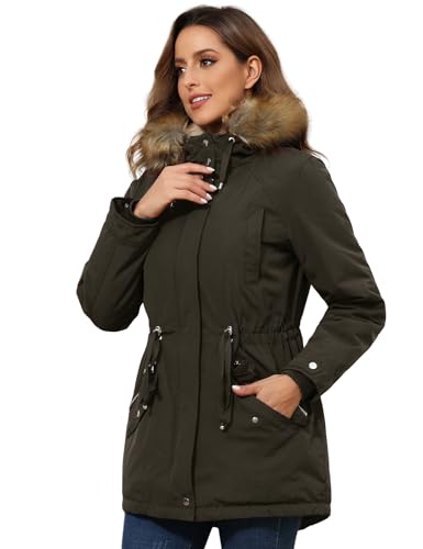 ROYAL MATRIX Women's Winter Coats Fleece Lined Parka Jacket Hooded Long Winter Warm Parka Coat with Pockets2