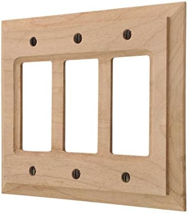 AMERELLE 180RRR Baker Triple Rocker Unfinished Wood Wallplate image 3