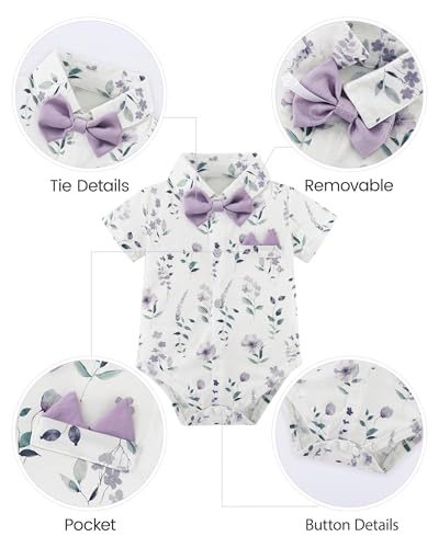Image of YALLET Baby Boy Clothes Suit Newborn Infant Gentleman Outfits, Formal Dress Shirt+ Bowtie+ Suspender Pants Wedding Party Set