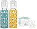 Lifefactory Glass Baby Bottle 2 pack 9oz and 2- 3 Stage Nipple for 6+ months (Kale/Mango)