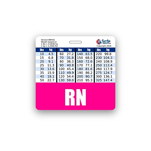 RN Badge Buddy Horizontal w/Height & Weight Conversion Charts (Pink)
