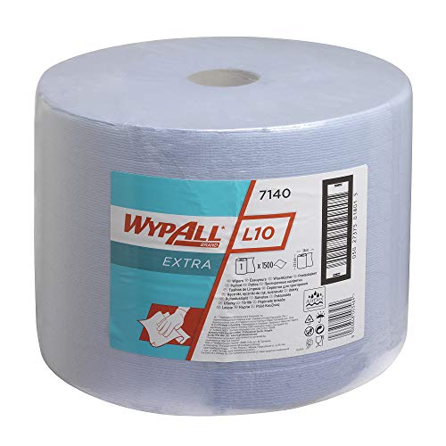 WypAll Extra Wiper Roll L10 7140, 1-Ply, High Absorbent, Airflex Technology, Blue Paper Wipers for Light-Duty Cleaning, Large Roll Format, 1 Roll x 1,500 Sheets