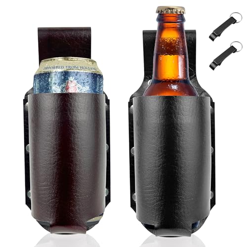 JNWYH 2 Stück Biergürtel 05l, Leder Biergürtel Herren für Geschenk zum Vatertag, Bier Halter Oktoberfest-Geschenke, Parties, Outdoor-Aktivitäten, Camping(21.5×8.5×7.5cm)