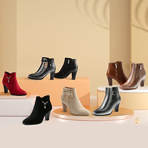 Incfaddy Women's Ankle Boots Chunky Stacked Heel Fashionable Boots For Women Slip On Side Zippers #TOP5