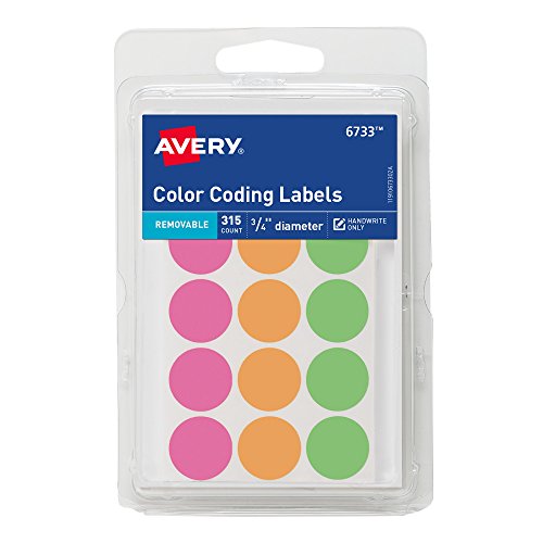Avery Assorted Neon Color-Coding Labels, Handwrite Only, 3/4