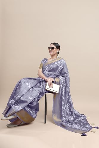 Image of MIRCHI FASHION Women Saree Cotton Silk Batik Block Printed | Breathable Office Wear and Regular Use Sari with Blouse Piece