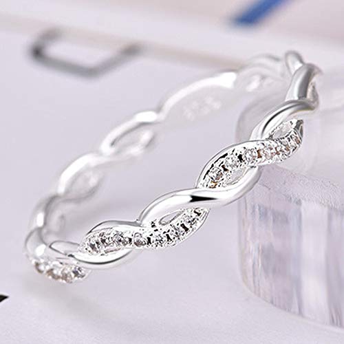 Jude Jewelers Platinum Platd Silver Braided Knot Eternity Wedding Band Promise Ring  thumb #2