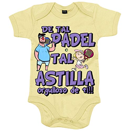 Body bebé padre y niña de tal padel tal astilla orgulloso de ti - Amarillo, 6-12 meses