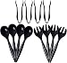 72pcs Plastic Serving Utensils Heavy Duty Disposable Serving Tongs Black Disposable Serving Set 10" Spoons 10" Forks 6" Tongs Each 24pcs Supernal