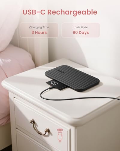 Image of RENPHO Travel Scale with Mirror, Rechargeable, LED Display, 8.98 inch x 5.28 inch