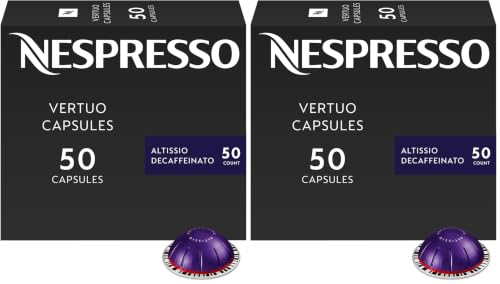 Image of Nespresso Capsules Vertuo,Altissio Decaffeinato,Dark Roast Espresso,50-Count Espresso Pods,Brews 1.35 oz.,(Pack of 2)
