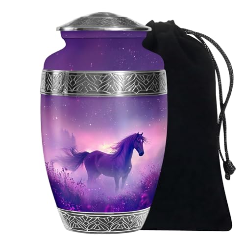 Image of Horse Urns for Human Ashes Adult Man - Large Cremation Urn for Women - Decorative Purple Urn for Human Ashes Adult Male and Female