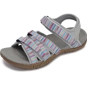 WHITIN Women’s Hiking Sandals with Arch Support | Adjustable Hook and Loop Straps | Durable Sport Sandals for Outdoor Adventure