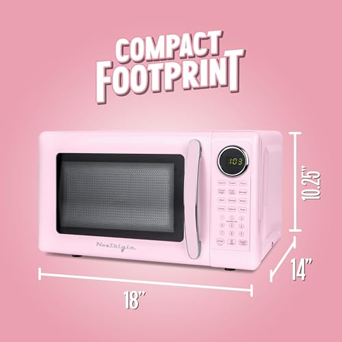 Nostalgia Retro 700W Microwave Oven – 0.7 Cu Ft Capacity – Child Safety Lock, 8 Auto-Cook Settings, Square Window – Countertop Kitchen Appliance – Pink - image 5