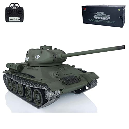 Char FPV RC T34-85 Henglong 1/16 adulte avec fonction tir de billes et fumée fonctionnelle