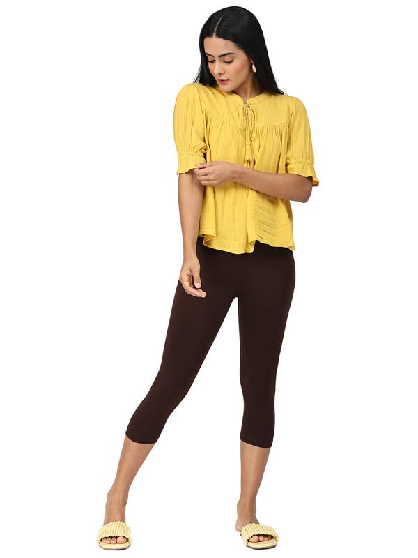 Image of Robinbosky Premium Stretchable Cotton Capri Legging for Women | Suitable for Formal wear & Casual wear | High-End Elastic Makes. The Leggings Squat Proof and Durable for Travel, Yoga, & Workout.