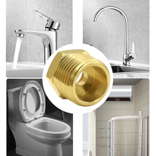 Joywayus 1/2 NPT Male to 3/8 Compression Female Thread Bushing Pipe Fitting, Brass Reducer Faucet Connector Water Hose Adapter, Supply Line Adapter for RV Kitchen Bathroom Plumbing (Pack of 2)
