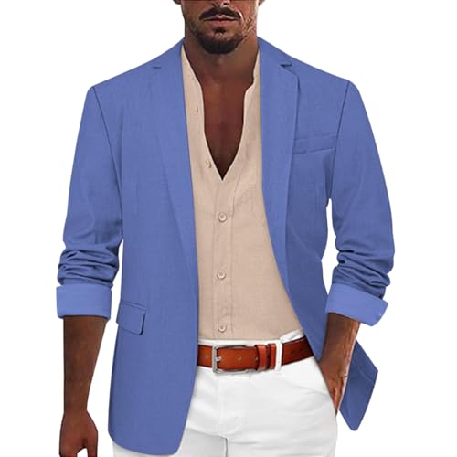 Linen Blazer for Men Summer Casual Business Suit Jackets Lightweight Sports Linen Suit Jacket for Men