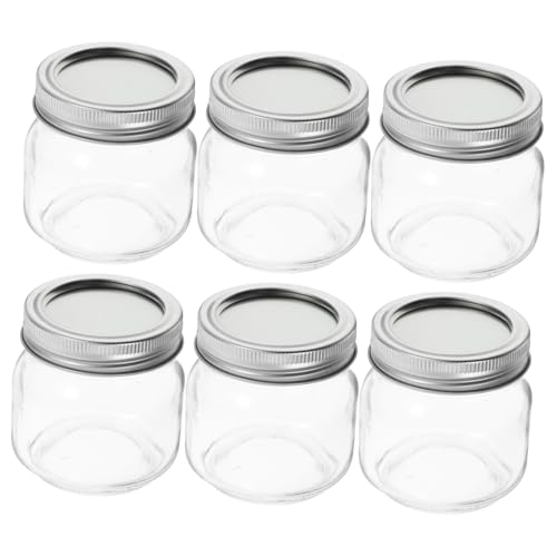 Gatuida 6 Piezas Tarro De Ensalada De Frutas Tarros De Avena Durante La Noche Tarros De Conservas De Alimentos Centros De Mesa De Tarro De Cristal Frascos Con Tapas Transparent Vidrio