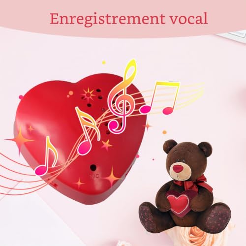 Mini Enregistreur Vocal 30 Secondes, 5,5x5,5x2cm, Forme de Cœur, Bouton Enregistreur pour Peluche Personnalisée, Module Sonore Enregistrable pour Cadeau DIY – vue 3