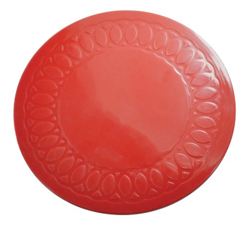 Image of Tenura Red Non Slip Heat Proof Extra Large Coaster Mat Square 14x14 cm for Bowls, Vases, Coffee, Tea, Beer, Mug, Wine on Tables, Counters, Cabinets