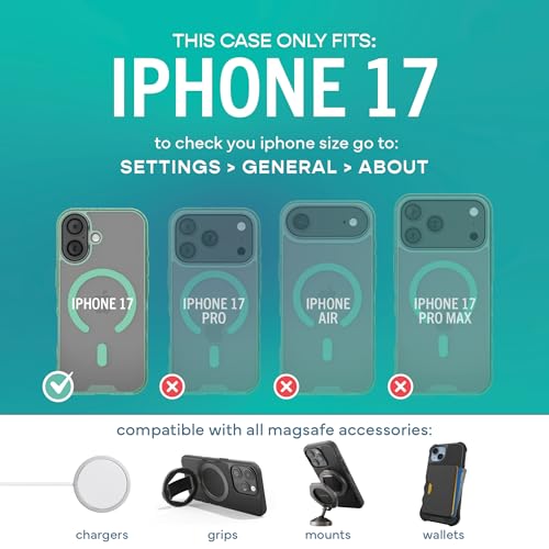 Image of Smartish iPhone 17 MagSafe Clear Case - Gripmunk Magnetic Slim Case [Lightweight + Protective] Anti-Yellowing Thin Grip Clear Cover for Apple iPhone 17 - Clearly Green