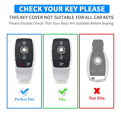 Image of QBUC for Mercedes Benz Key Fob Cover with Keychain(Black)