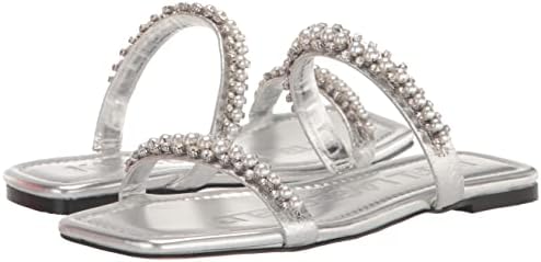 Karl Lagerfeld Paris Women's Payzlee Embellished Flat Sandal Slide, Silver, 7.5 | Image 6