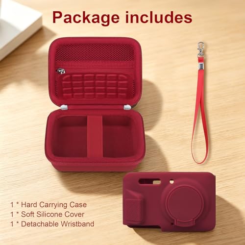 Funda rígida y silicona para Kodak PIXPRO FZ55 roja miniatura 3
