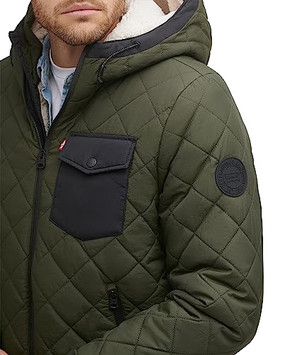 Levi's Men's Diamond Quilted Sherpa Lined Bomber Jacket, White Camouflage, XX-Large4