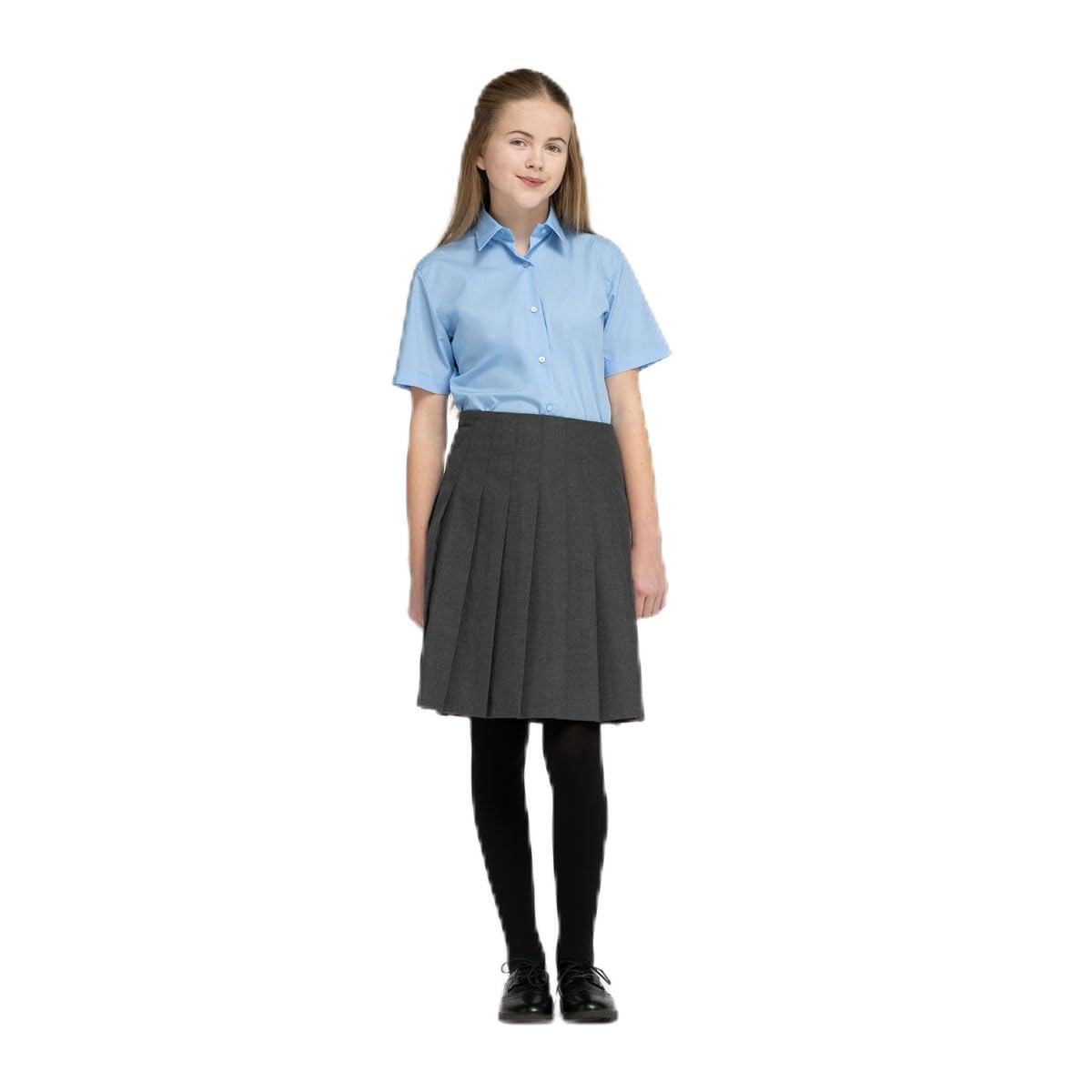 Paquete de 2 blusas escolares de manga corta para niñas, no necesitan planchado