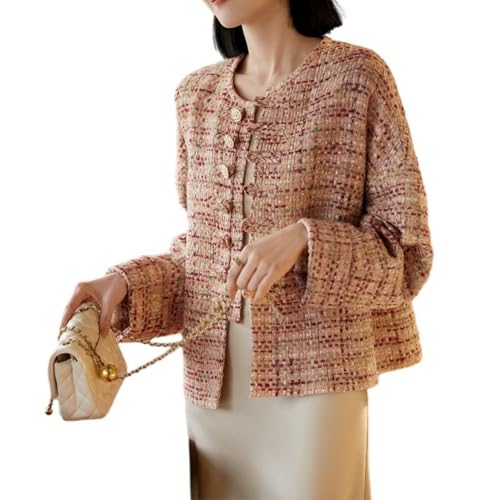 Veste courte en tweed femme mi-saison manteau léger chic