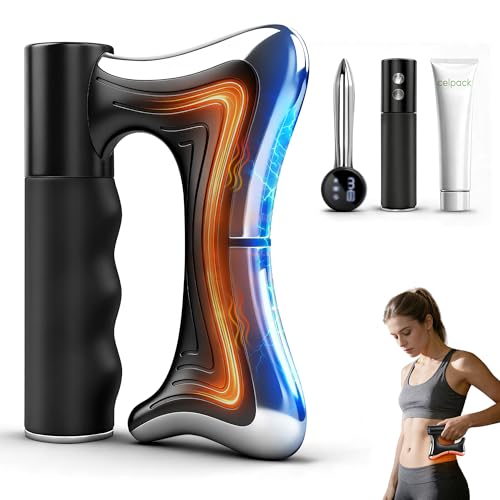 Heated Muscle Scraper Tool with Pulse Vibration & Heat Muscle Scraper Tool for Deep Tissue Myofascial Release Gua Sha Massage Tool for Muscle Pain Relief & Full Body Relaxation (Black)