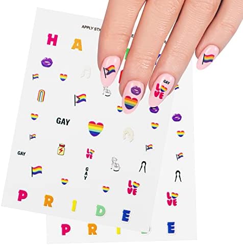 Pride Nail Stickers – 80-Pcs Pride Nail Art Stickers – Rainbow Nail Stickers for LGBT, Pride Theme Nail Art – Resistant Vinyl Stickers with Vibrant Colors – Different Sizes, Shapes, Designs