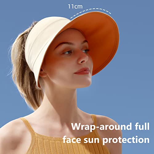 Viseira de Sol Feminina Aba Larga Com Proteção UV Chapéu de Praia Chapéu de Sol Dobrável Rabo de Cav